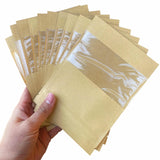 100 Pack Clear Window Airtight Brown Kraft Paper for Food Storage Lock Small Papar Bagse Seal Zipper Packets Bags Pouch Coffee P