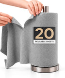 SKYTONE Microfiber Cleaning Cloth Roll 20 Pcs ltra Soft & Highly Absorbent Reusable oll PreCut Tear Away Kitchen Towel Roll for