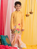 Vastramay Boys' Yellow And White Kurta Pyjama Set_Vasbk204Ywnbdt017_20,Yellow And White,12-18 M,Cotton Blend,Modern,