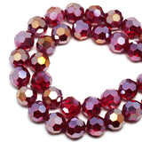 DIQIO 10mm 32 Faceted Iridescent Crystal Beads (65-72pcs, Deep Red AB)