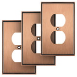 Henne Bery Soft Modern Decorative Wall Plate Switch Plate Outlet Cover (Single Duplex 3PK, Antique Copper)