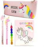 Eclet 5PCS Unicorn Stationery Gift Set for Kids | Pencil Pouch, Cute Unicorn Notebook & 3 Designer Pens Combo | School Supplies