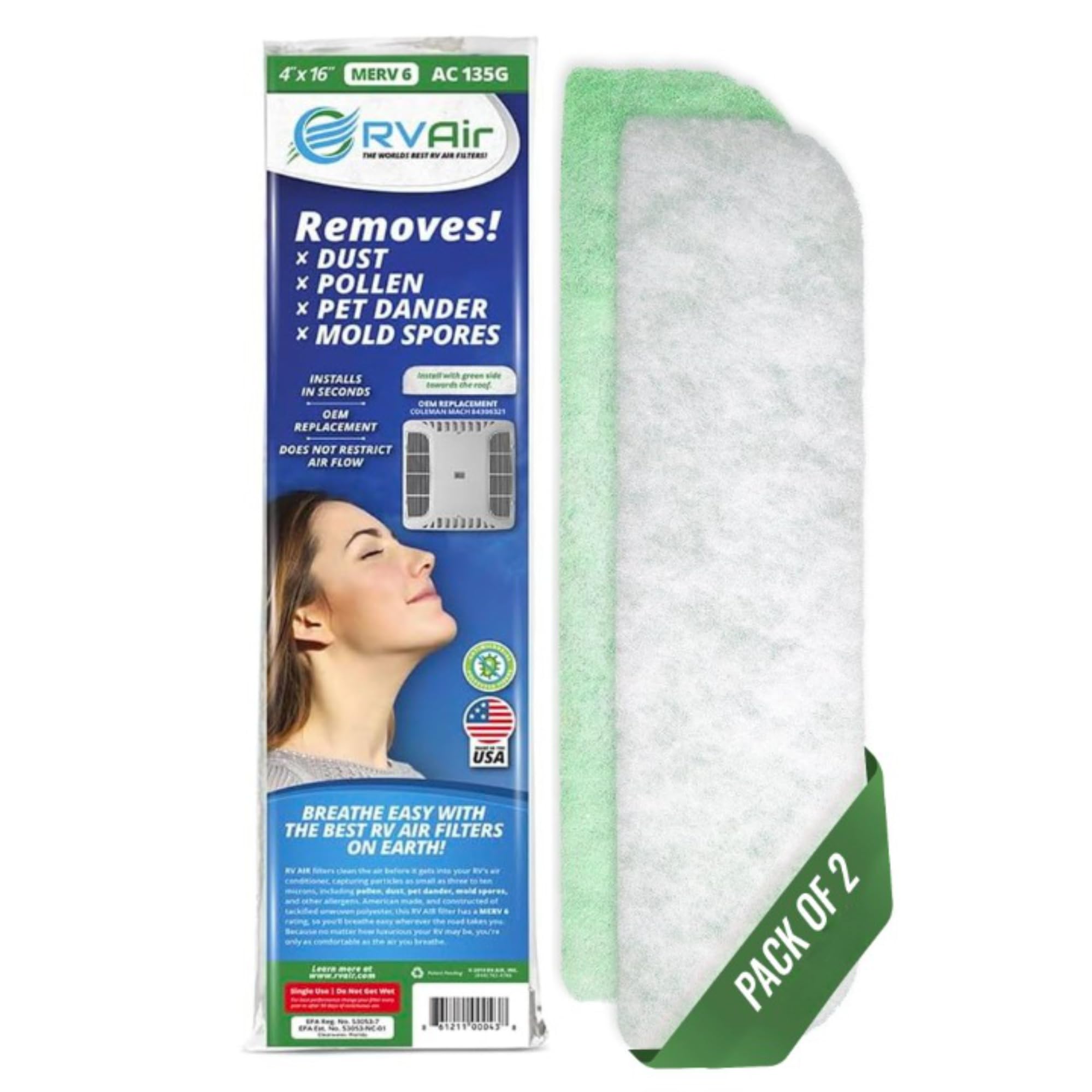 AC Filter - Air Conditioner Replacement Filters - RV Air Cleaner - Camper Accessories for Travel Trailers - Easy to Install Vent