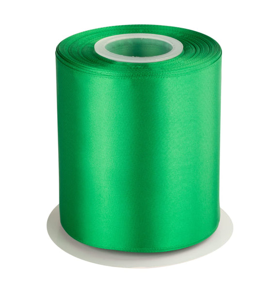 4 Inch Double Faced Satin Ribbon Emerald Solid Polyester Craft Ribbon ...