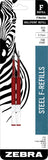 Zebra Pen F-Series Stainless Steel Ballpoint Pen Refill, Fine Point, 0.7mm, Red Ink, 2-Pack