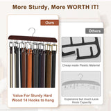 Resovo Belt Hanger for Closet Max 42 Belts, Belt Organizer Closet Accessories with 14 Hooks Belt Rack Sturdy Wood for Closet Org