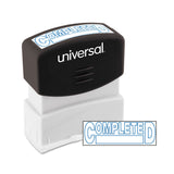 Universal UNV10044 PreInked Completed Message Stamp Blue Ink