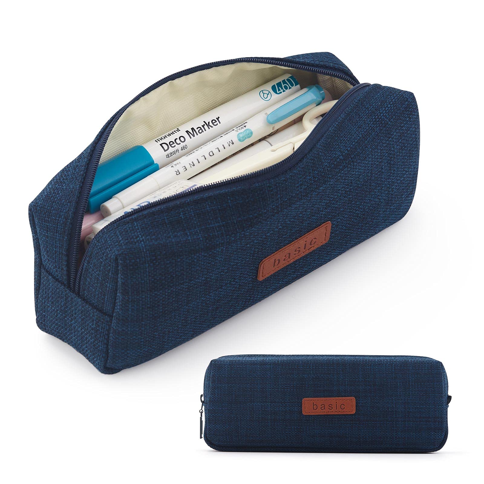 Angoobaby Small Pencil Case Student Pencil Pouch Coin Pouch Cosmetic Bag Office Stationery Organizer For Teen School-Dark Blue