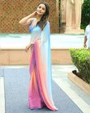 Glory Sarees Womens Georgette Printed Saree With Blouse Piece (Alia Bhatt Rocky Aur Rani Ki Prem Kahani Saree)