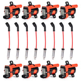 ENA 8 Pack D585 UF262 Round Ignition Coil Packs and 748UU Spark Plug Wires Compatible with Chevy GMC Cadillac Chevrolet Silverad