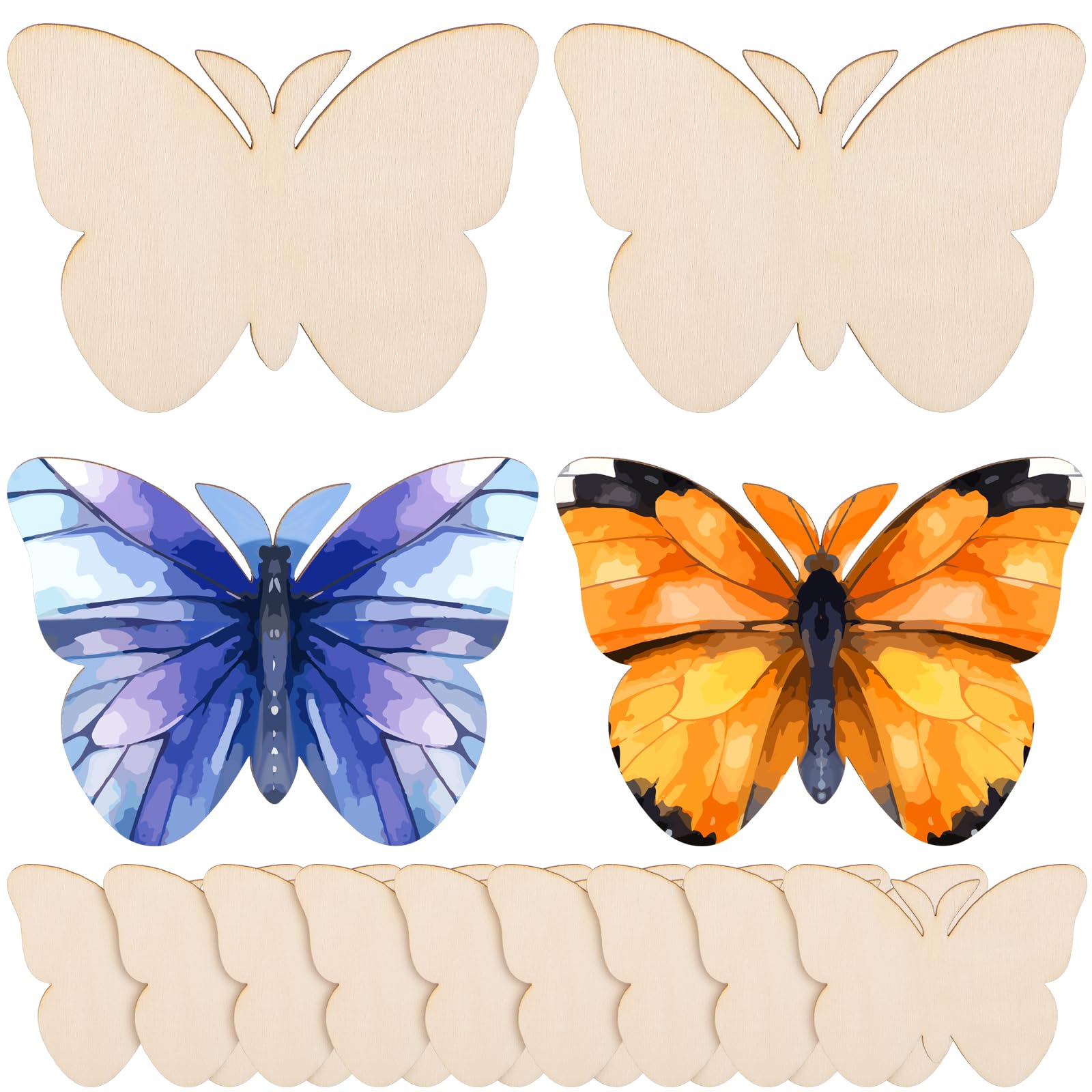 IMIKEYA 40Pcs Wooden Butterfly Ornaments for DIY Crafts Unfinished Wood Cutouts for Kids Art Projects Home Decor and Party Decor