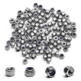 MroMax 100Pcs M2 x 0.4mm Nylon Insert Hex Lock Nuts 304 Stainless Steel Hex Self-Locking Nuts Bright Finish for Industrial Const