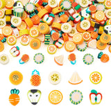 Elecrelive 100Pcs Fruit Polymer Clay Beads for Bracelet, Mixed Fruit Charms Pineapple Orange Carrot Apple Pear Spacer Beads for 