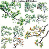 A Pack of 20 Dense Green Leaf Branch Stickers Consisting of Flat Suitable for Crafts Scrapbooking Luggage Notebooks Diaries Phot
