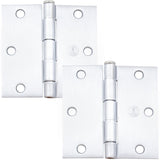 Stone Harbor Hardware 3-1/2 Door Hinges, Square Corner, Satin Chrome, 2-Pack