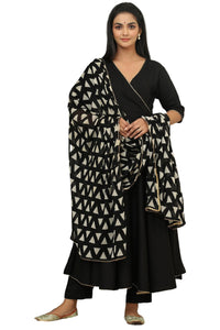 Gosriki Women'S Rayon Blend Anarkali Solid Kurta With Pant & Dupatta (Mita Black-Gs_Xl_Grey_X-Large),Black,,B0DFY1GLQX