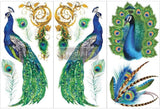 Redesign with Prima Small Transfers Peacock Paradise 3 Sheets,6x12 655350656775 RedesignSmall Transfer Home Decorations