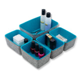 Welaxy Office Desk Drawer Organizer Felt Deep 5pc Storage Bin Turquoise