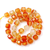 Malahill Wholesale Natural Faceted Stone Beads for Jewelry Making Sold per Bag 5 Strands Inside Cube Orange Carnelian 6mm