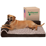 Furhaven Cooling Gel Dog Bed for Large/Medium Dogs w/ Removable Bolsters & Washable Cover, For Dogs Up to 55 lbs - Two-Tone Plus