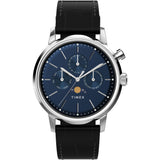Timex Marlin Analog Watch For Man With Blue Round Dial & Black Leather Strap Band Water Resistant Men'S Wrist Watches - Tw2W5120