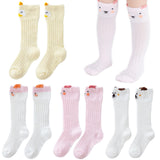 Tecokart 4 Pairs Knee Length Socks For Baby Girl | Thin Mesh Baby Girl Socks For Spring & Summer | Cute Breathable Stockings For
