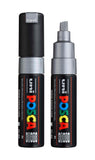 posca uni PC-8K Water-Based Paint Markers, Broad Tip (8mm), Silver, 2 Count