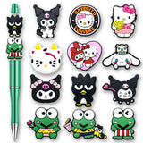 Garetheora 12Pcs Cute Cartoon Focal Beads for Pens, Cartoon Silicone Focal Beads for Making DIY Bead Pens Keychain Jewelry (Anim
