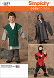 Simplicity Easy To Sew Ninja and Wizard Kid's Halloween Costume Sewing Pattern, Sizes 3-8