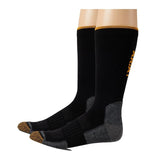 Ariat High Performance Crew Tek Breathable Poly Blend Work Boot Sock, 2Pair Pack, Black, XLarge