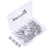 Beadia Platinum Hematite Stone Tila Beads 5x5mm Square 2-Hole Spacer Beads for DIY Bracelet Earring Making 15.7/Strand