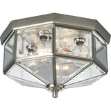 Progress Lighting P5789-09 Octagonal Close-To-Ceiling Fixture with Clear Bound Beveled Glass, Brushed Nickel