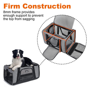 Wakytu Pet Carrier for Medium Large Cats and Dogs, Dog Carrier Travel Bag with Adequate Ventilation, 5 Mesh Windows, 3 Entrance,