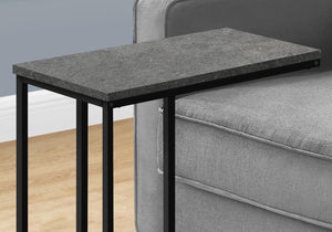 Monarch Specialties 3765 Accent Table, C-Shaped, End, Side, Snack, Living Room, Bedroom, Metal, Laminate, Black, Contemporary, Modern Table-25 H/Grey Stone-Look, 15.75' L X 9.45' W X 24' H