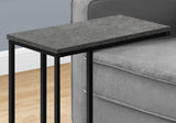 Monarch Specialties 3765 Accent Table, C-Shaped, End, Side, Snack, Living Room, Bedroom, Metal, Laminate, Black, Contemporary, Modern Table-25 H/Grey Stone-Look, 15.75' L X 9.45' W X 24' H