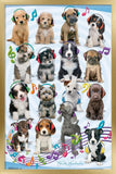 Trends International Keith Kimberlin - Puppies - Headphones Wall Poster, 22.375 x 34, Gold Framed Version