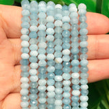 2 String 220PCS 3x5mm Natural Aquamarine Stone Beads for Jewelry Making, Songxi Facted Loose Gemstone Beads for DIY Bracelet Nec