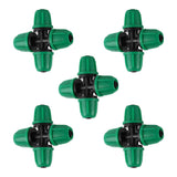 1/4 inch Drip Irrigation Fittings, Lock Barbed 4 Way Couplings for in. tubing; Tubing Outside Diameter (OD) is 0.250 in., Inter