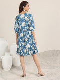 Libas Women'S Cotton Fit And Flare Knee Length Dress (29606 Blue Blue L