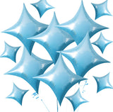 TONIFUL 30Pcs 26In&10In Star Balloons Large Blue Four Pointed Star Shape Foil Balloons Mini Star Mylar Balloons for Birthday Wed