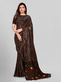 Pratham Blue Women'S Sequins Georgette Fancy Saree With Blouse Piece (Pb-285_Brown)