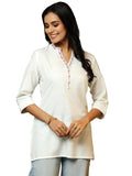 Libas Women'S Cotton Blend Straight Kurtis (58246B_White
