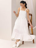 Libas Women'S Cotton Fit And Flare Midi Dress (29602_Off White_M)