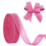 JaoZuyard Pink Burlap Ribbon 1 inch X 20 Yard Natural Linen Woven Ribbon DIY Handmade Wired Edging Production Wreath Holiday Dec