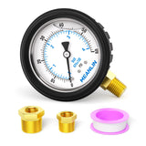 MEANLIN MEASURE 0~60Psi Stainless Steel 1/4 NPT 2.5 FACE DIAL Liquid Filled Pressure Gauge, Lower Mount (with Rubber Protective 