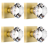 HIEMEY 4 Pack Closet and Hall Dummy Door Knob Interior, Inactive Clear Glass Crystal Door Knobs Set Gold, Non-Turning Door Knobs
