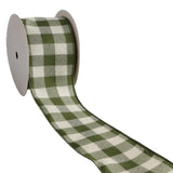 Meseey Sage Green Buffalo Plaid Burlap Wired Ribbon - 2.5 Inch Checkered Jute Ribbon for Rustic Wedding Decor, Christmas Wreaths