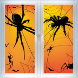 Preboun 2 Pcs Spider Halloween Window Clings Silhouette Scary Halloween Window Cover Decoration Horror Curtain Poster for Home D