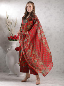 Gosriki Women'S Rayon Blend Anarkali Printed Kurta With Palazzo & Dupatta (Cia Red-Vks05-Gs_Xxl_Red_Xx-Large),Red,2,B0DJWFHBVK