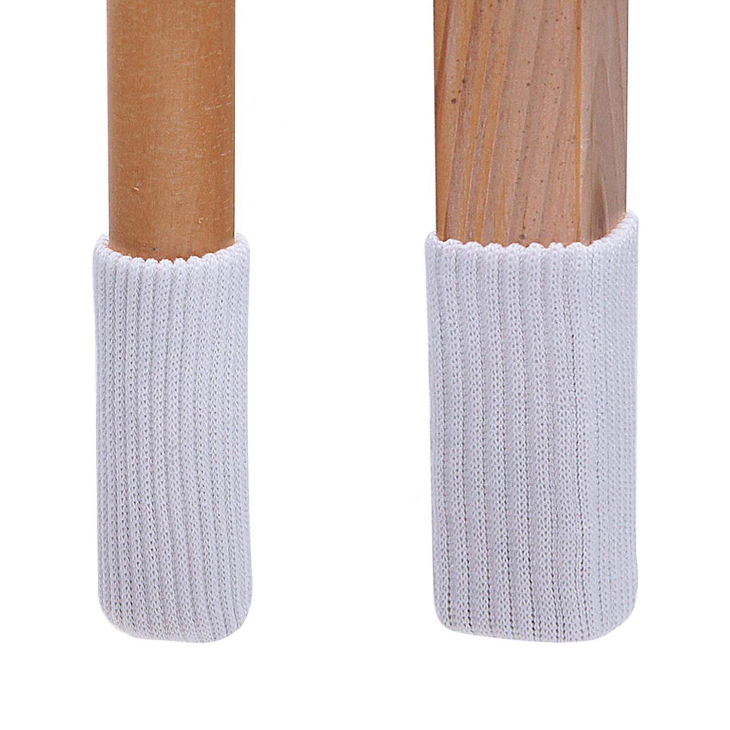 TEKEFT 20PCS Chair Leg Socks, Furniture Leg Feet Wood Floor Protectors Set, Cross Knitted (White)